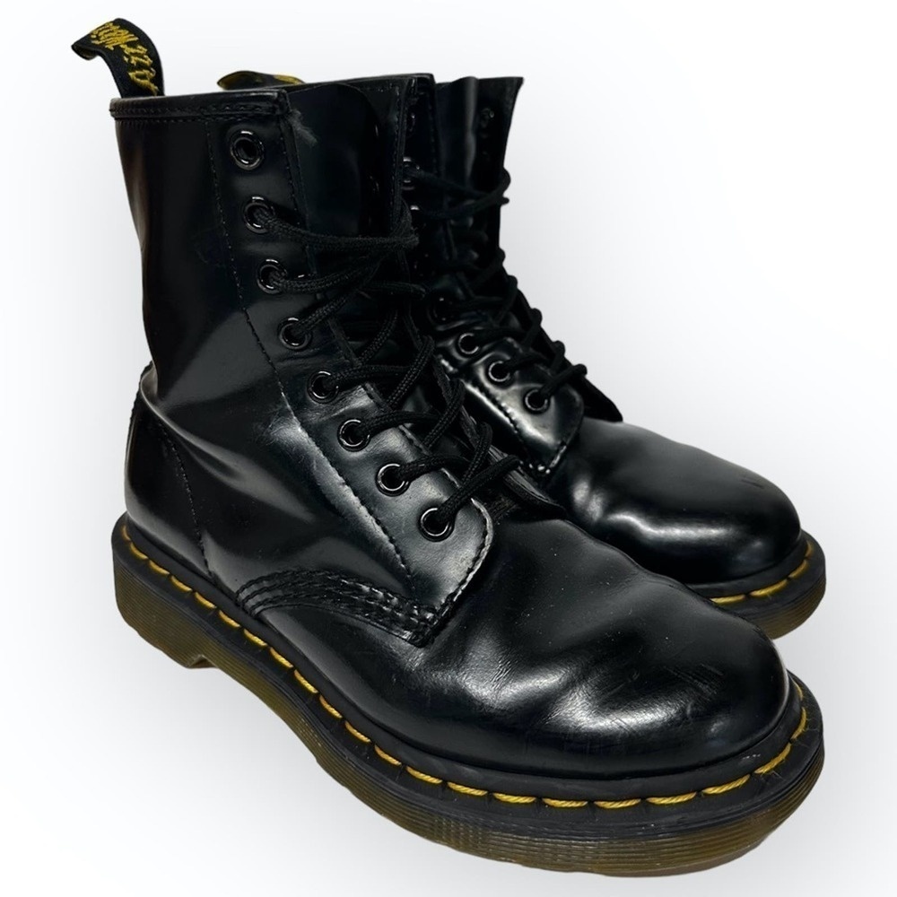 Dr. Martens Black Patent Leather Pascal 1460 Shinny Boots Size 5 Women's